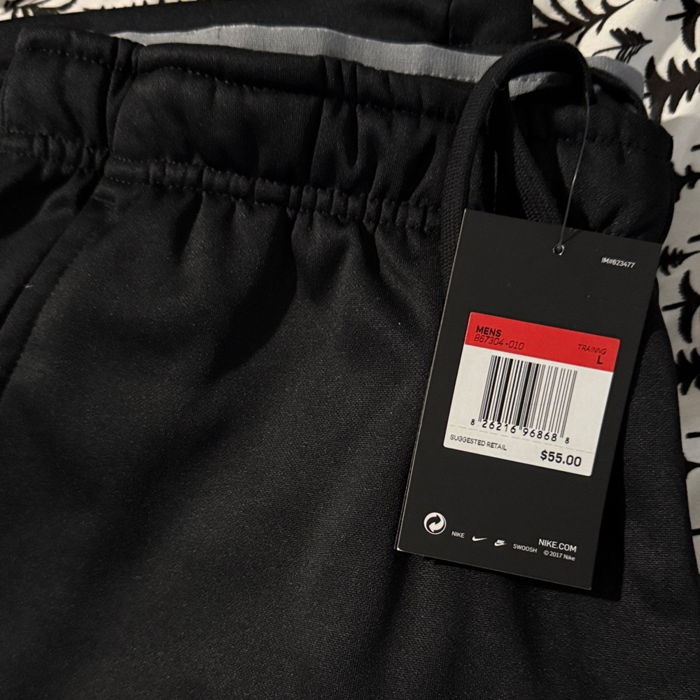 Nike Men's Black Sweatpants with White Swoosh - Picture 2 of 4